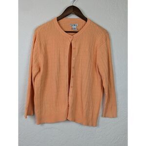 VTG Duck Head Womens Cardigan Sz M Orange Cotton Knit Sweater Long‎ 1980s